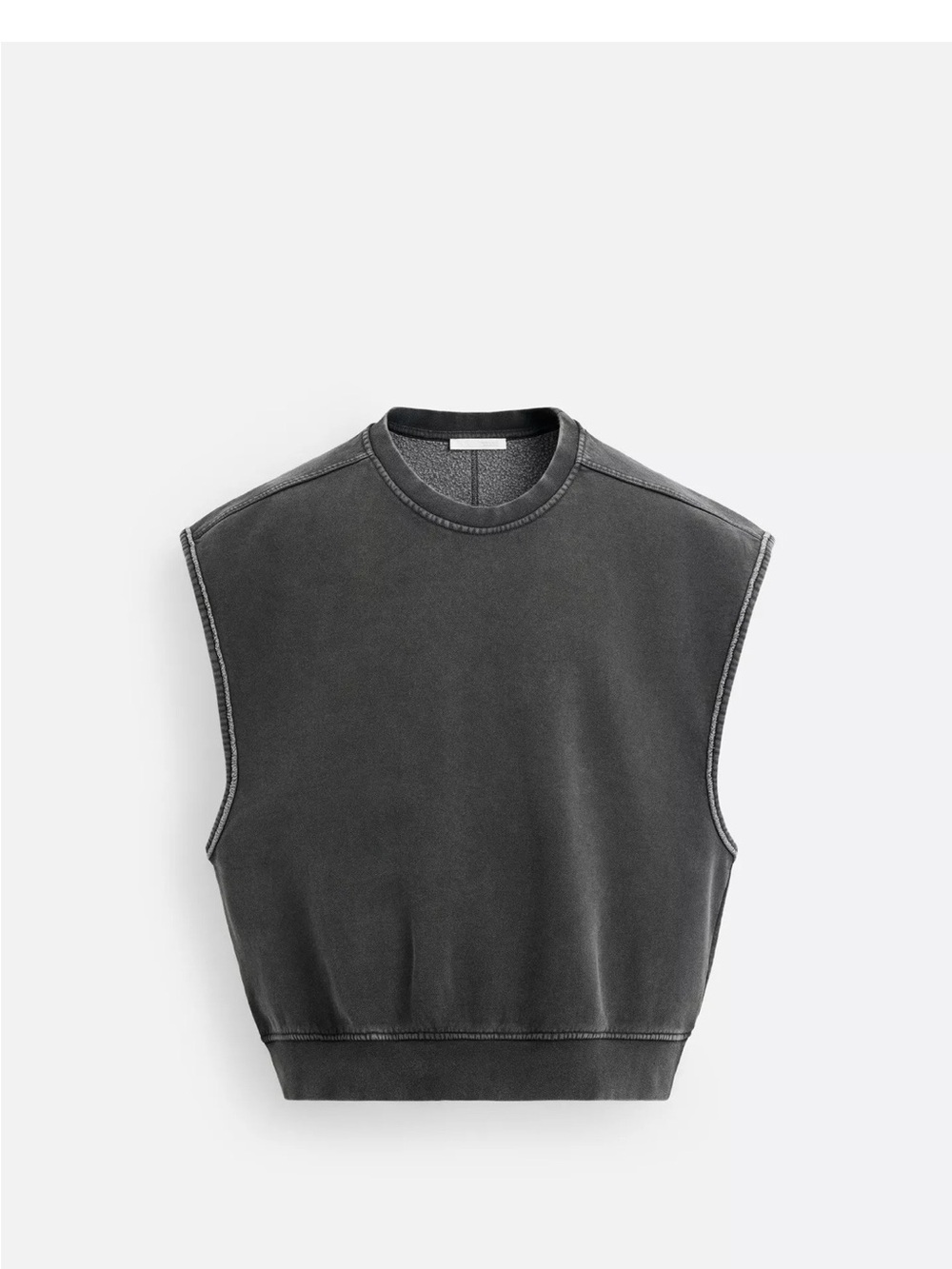Zara Dark Charcoal Ribbed Crewneck Sweatshirt Vest